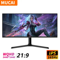 MUCAI 34 Inch Monitor 144Hz WQHD Desktop LED Gamer Computer Screen 21:9 IPS 165Hz Wide Display Not Curved DP/3440*1440