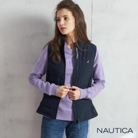 【NAUTICA】女裝修身舖棉拼接背心(深藍)