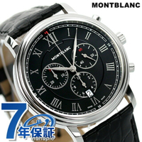 モンブラン 時計 トラディション クオーツ 手錶 品牌 男錶 男用 クロノグラフ 革ベルト MONTBLANC 117047 ブラック 黒 スイス製 記念品