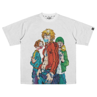 （2025 hit product） AKUDESIGN X UNDER18 Trio Graphic Oversize T-Shirt 210gsm Cotton White