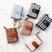 JOIN Dompet Lipat Wanita Import Motif Square / Dompet Kartu Wanita Motif Houndstooth Square / Hound