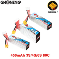 GAONENG GNB 450mAh 3S/4S/6S 80C 11.1V/14.8V/22.2V XT30 LiPo Battery Long Type Beta75X Cine Whoop Mini Micro FPV 1.6 to 2 inches