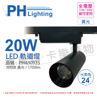 【Philips 飛利浦】2入組 LED ST033T 20W 3000K 黃光 24D 全電壓 黑殼 軌道燈_PH430935