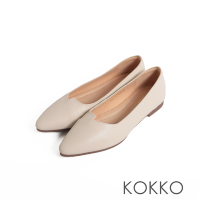 KOKKO唯美拼接柔軟羊皮包鞋白色