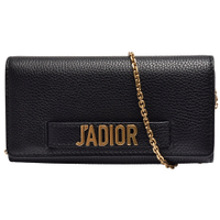 Dior 經典J'adior系列荔枝紋羊皮復古金色金屬J'adior標誌壓釦手拿/斜背包(黑)
