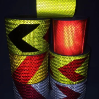 10cmx25m PVC Self-adhesive Reflective Safety Tape Road Traffic Construction Site Reflective Warning Arrow Sign Sticker