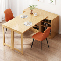 日式折疊餐桌餐邊柜一體多功能小戶型家用飯桌子伸縮島臺吧臺桌