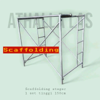 ATHALLAS Scaffolding Steger 1 Set Tinggi 150cm Besi Pipa Kuat untuk Konstruksi Perbaikan & Pemelihar