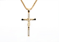 18K GOLD PLATED CROSS JESUS NECKLACE 鍍金耶穌十字架項鏈男女