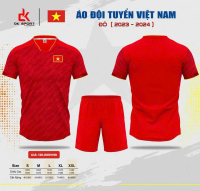 Bộ áo quần đá bóng Việt Nam đỏ- vải thun lạnh- có IN TÊN + SỐ theo yêu cầu