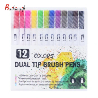 12PCS/Set Marker Pen Set Watercolor Pen Brush Markers Dual Tip Fineliner Drawing for bullet Journal Art Markers Colors Pens