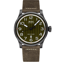 MIDO 美度 官方授權 Multifort先鋒系列波紋復刻機械腕錶-M0326073609000綠x灰/44mm
