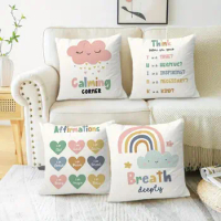 Cartoon Rainbow Printed Pillow Case Sofa Decoration Square Cute Cushion Cover for Home Lounge Office Chair Throw Pillows Cover