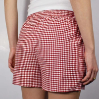 Plaid Shorts for Women Casual Pajama Shorts Summer Elastic Waist Pajama Bottoms Boxer Shorts Sleepwear
