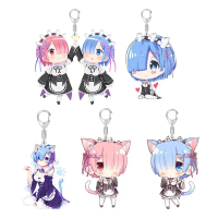 Móc khoá Kawaii RE:ZERO Q Version Characters Keychain Re:Life In A Different World From Zero Rem Ram