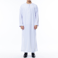 Pakaian lelaki Muslim pakaian putih Jubba Thobe lengan panjang jubah Dubai timur tengah lelaki islam arab Kaftan pakaian islam