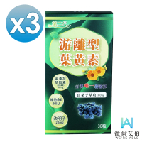 【薇爾艾伯】第二代游離型葉黃素-美國GMP大廠研發製造-3入組/共90粒(最高等級30mg金盞花萃取-葉黃素)