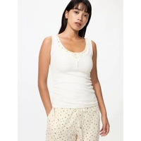 Uniqlo Henley Neck Sleeveless Top Tanktop Wanita 00 WHITE M