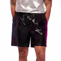 Men's shiny leather pants, shorts, performance clothes, shorts, one piece for disco parties