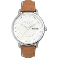 【TIMEX】天美時 風格系列 日期星期顯示 細緻紳士手錶 銀x白 TXTW2V28900