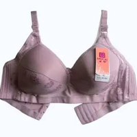 LINGCAO BRA Busa Tipis Tanpa Kawat Cup C (Besar) Motif Bunga Mengkilat Kait 3 Size 36-42 38 Pencil E