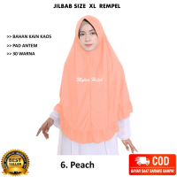 JILBAB Instan bergo Rempel kerudung hijab Size XL sprti rabbani rabani - 6. Peach Salem Coklat Hitam