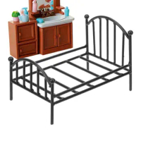 Doll House Bed Model Vintage Metal Bed Decor For Doll House Metal Construction Doll House Furniture For Kid's Room Doll House