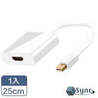 【UniSync】 Mini DisplayPort 轉 HDMI 高畫質 影像轉接器 25CM