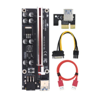 VER009S PCI-E Riser Card 009S PCIE X1 to X16 6Pin Power USB Cable for Graphics Card GPU 8 Capacitors