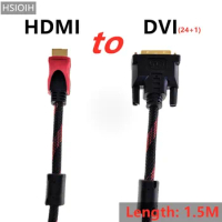 High Speed HDMI to DVI Cable Adapter 24+1 pin DVI-D Gold Plated DVI To HDMICABLE dvi Supports 3D 1080P 1.5M 3M 5M 20M 15M