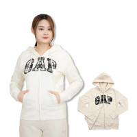 【GAP】棉外套 米白 現貨 連帽外套 刷毛 長袖 刺繡 拉鍊 男女皆可 平輸品(棉外套8857BU5)