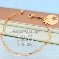 Gelang tangan paper clip fashion emas rosegold 750 kadar 17 K 3,43gr-17cm