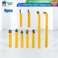 9pcs/Set Pahat Bubut Set Besi Carbide Brazed Tip Tipped Lathe Cutter Tools Alat Pahat Kayu Turning T