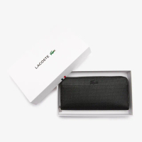 【LACOSTE】母親節禮物 包款-Chantaco網眼皮革長夾(黑色)