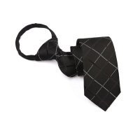 【拉福】領帶窄版領帶6cm領帶拉鍊領帶(黑格)