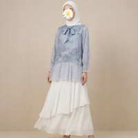 Premium Tunic Outer Silk Motif / Atasan Luaran Tunik Lace Kombinasi Satin / Blouse Outer Kondangan M