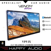 TV Headrest Monitor Android 13.3 Inch VENOM Purple VP5 IX Ram 3GB ROM 32GB OS 13 Bluetooth HDMI Orig