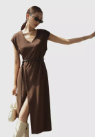 AIR SPACE Belted Sleeveless Midi Dress