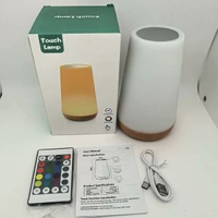 新款遙控觸控木紋檯燈臥室床頭燈小夜燈拍拍十三色氛圍燈亞馬遜爆