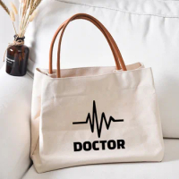 Doctor Heartbeat Funny Printed Canvas Tote Bag Handbag Personalized Gift Work Bag Book Bag Women Beach Bag Dropshipping