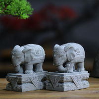 中式微景觀大象擺件一對禪意書房辦公玄關庭院花盆裝飾小北獅擺設