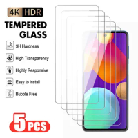 5Pcs Full Tempered Glass For Samsung Galaxy M12 M22 M32 M42 M52 M62 Screen Protector A72 A52 A42 A32 A22 A12 A02 Protective Film