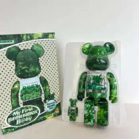 Bearbrick 400%＋100% Green Leaf or Forest 28cm+7cm Premium Edition Valentine's Day Gift Doll Desktop Figure ABS plastic bear