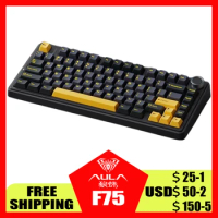 AULA F75 Mechanical Keyboard 2.4G Wireless Bluetooth Customized RGB 75% Layout OEM Profile Gasket Keyboard Structure Gamer Gifts