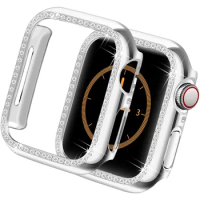 Diamond Cover for Apple Watch Case 40mm 41mm 44mm 45mm Protective Frame Hard PC Bumper iWatch SE 8 7 6 5 4 Accessories no glass