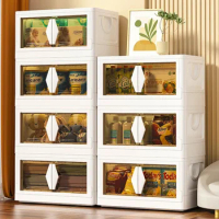 ECHOME Foldable &amp; Portable Storage Box with Multiple Layers Transparent Plastic Cabinet Convenient Categorizing and Storing Book