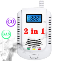 Combustible Gas Smoke Alarm Gas Detector Gas Smoke Alarm New CO Leak Detector 2-in-1 Carbon Monoxide Home Security Alarm