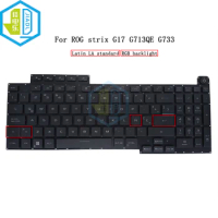 Latin RGB/Colorful Backlit Keyboard For ASUS ROG Strix G17 G713 G733 G713QM G713QE G733CW G733QR LA Fit Spanish 0KNR0-6916LA00