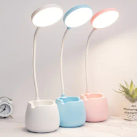 Pen Container LED Desk Lamp Rechargeable Table Lamps Convenient White/Pink/Blue Bedroom Bedside Lamp Usb Charging Study Lamp