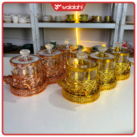 Toples Sultan isi 3 dengan nampan - Tersedia 2 Warna Gold dan Rose Gold - Toples Akrilik Tanpa Seal/